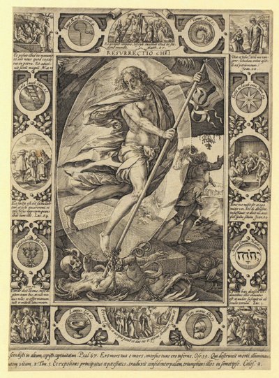 Resurrection of Christ, Plate 7 from the series "The Life of Christ" by Hendrick Goltzius