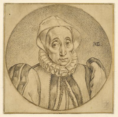 Bust of an Old Lady (Agatha Scholiers?) by Hendrick Goltzius