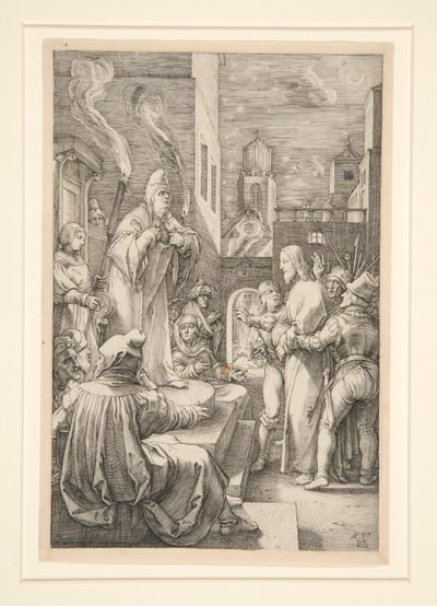Christ Before Caiphas, from The Passion, #4 in a Series of 12 Engravings by Hendrick Goltzius