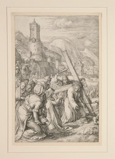Christ Carrying the Cross, #9 from The Passion, a series of 12 engravings by Hendrick Goltzius