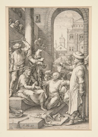 Christ Crowned with Thorns, from The Passion, #7 in a series of 12 engravings by Hendrick Goltzius