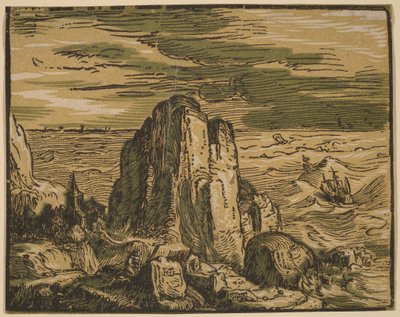 Cliff on a Seashore by Hendrick Goltzius