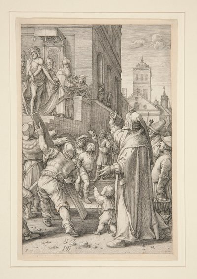 Ecce Homo, from The Passion, #8 in a series of 12 engravings by Hendrick Goltzius