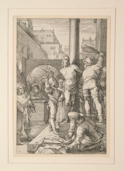 Flagellation of Christ, from The Passion, #6 in a Series of 12 Engravings by Hendrick Goltzius