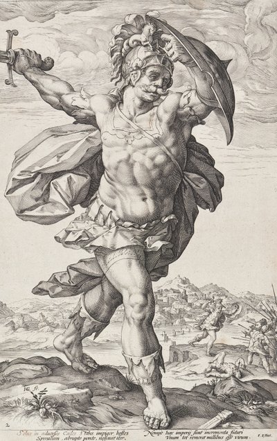 Horatius Cocles (Roman Heroes, Plate 2) by Hendrick Goltzius