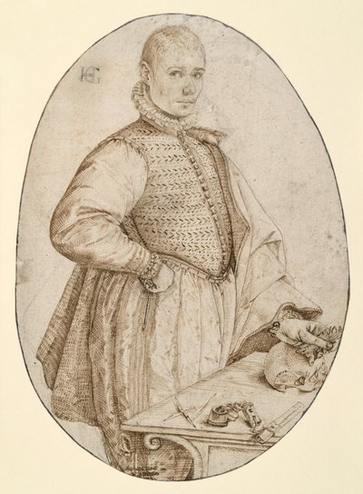 Kneeling Figure of a Young Man Facing Right (Gysbrecht van Batenburg) by Hendrick Goltzius
