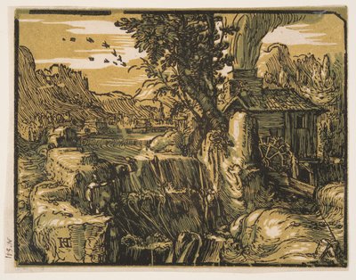 Landscape with a Waterfall by Hendrick Goltzius