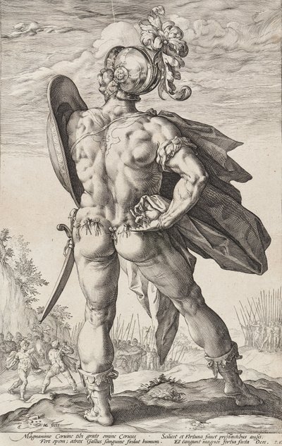 Marcus Valerius Corvus (Roman Heroes, Plate 6) by Hendrick Goltzius