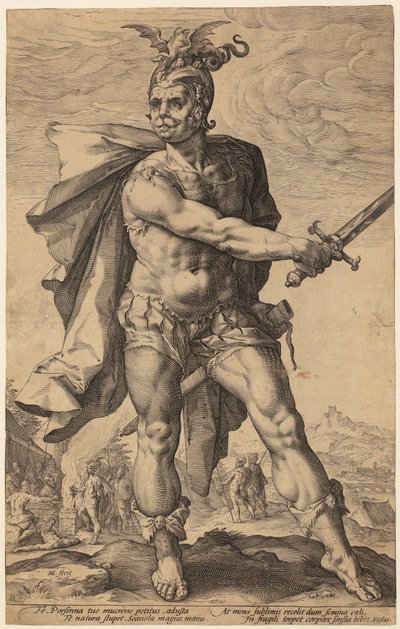 Mucius Scaevola, Plate 3 from the Series "Roman Heroes" by Hendrick Goltzius