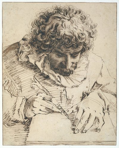 Portrait of Gillis van Breen, Drawing or Woodcutting by Hendrick Goltzius