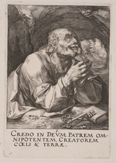 St Peter, from Christ, the Apostles and St Paul with the Creed by Hendrick Goltzius
