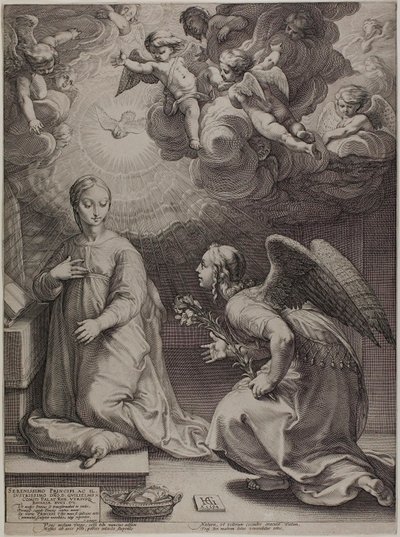 The Annunciation, Plate One from The Birth and Early Life of Christ by Hendrick Goltzius