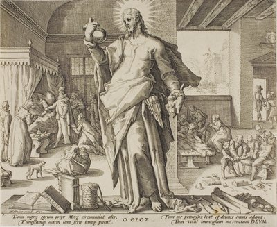 The Physician Considered as God (plate one from Allegories of the Medical Profession) by Hendrick Goltzius