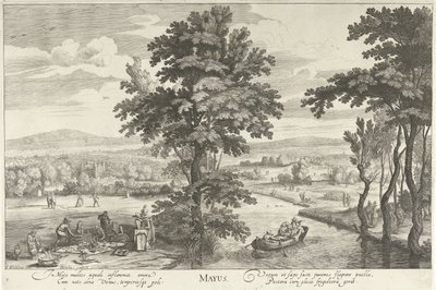 May, with a Group in a Landscape (Mayus, The Twelve Months) by Hendrick Hondius (I)
