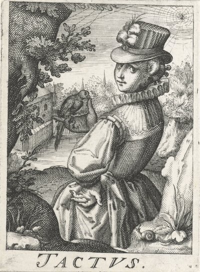 Sense of Touch, a Woman with a Bird by Hendrick Hondius (rejected attribution)