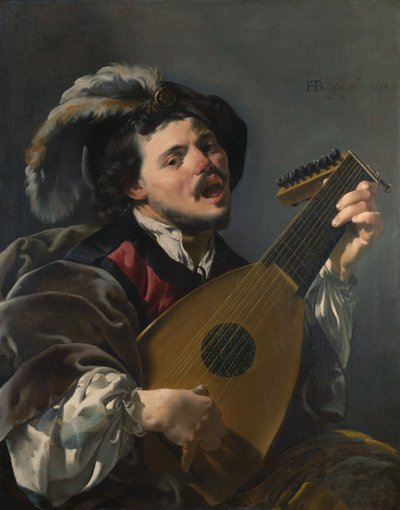 A Man Playing a Lute by Hendrick ter Brugghen