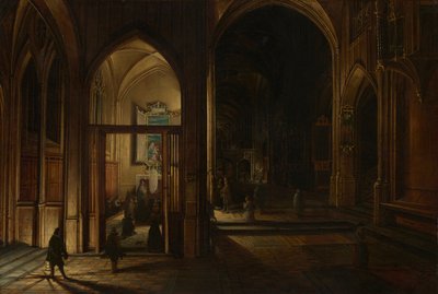 Interior of a Gothic Church at Night by Hendrick van Steenwijk the Younger