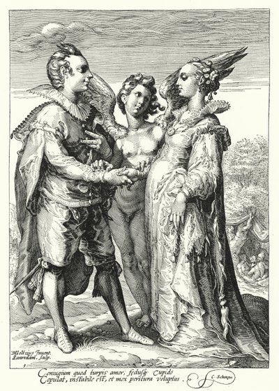Marriage for Love Officiated by Cupid by Hendrik (after) Goltzius