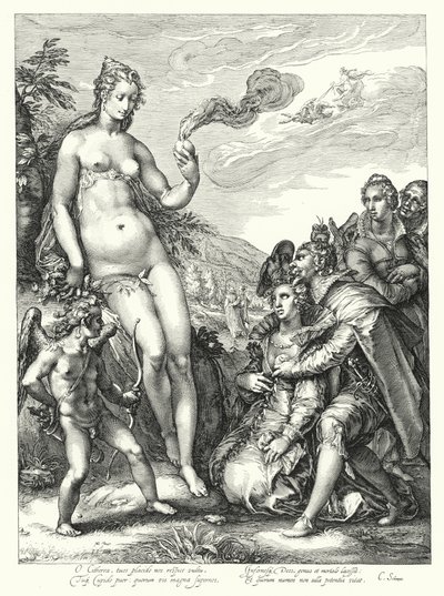 Venus, Cupid and the Two Pairs of Lovers by Hendrik (after) Goltzius