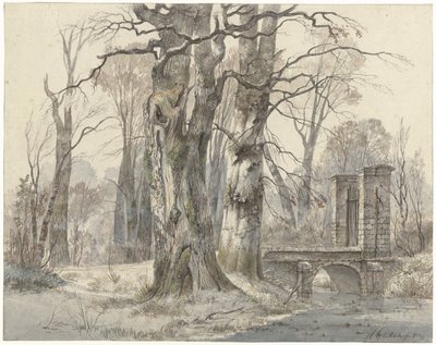 Winter Landscape with Gate Between Trees by Hendrik Gerrit ten Cate