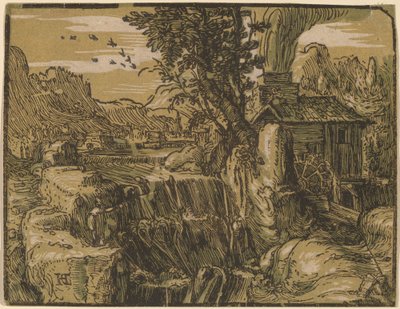 Landscape with a Waterfall by Hendrik Goltzius