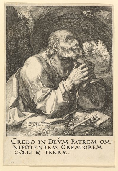 St. Peter, from Christ, the Apostles and St. Paul with the Creed by Hendrik Goltzius