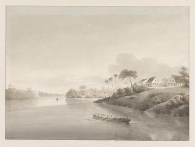 View of Several Houses by a River, Possibly the Jodensavanne by Hendrik Huygens