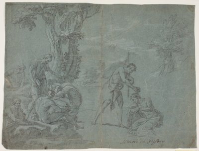 The Baptism of Christ. Antique Study after a Representation by Simone Cantarini by Hendrik Krock