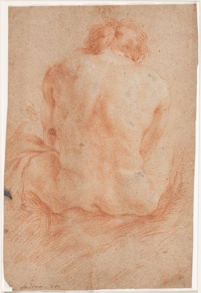 Male Model Study, Seated, Seen from Behind by Hendrik Krock