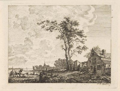 Landscape with House by a River by Hendrik Marcus Schouten