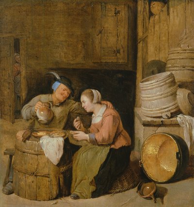 An Interior Scene with Two Peasants by Hendrik Martensz Sorgh
