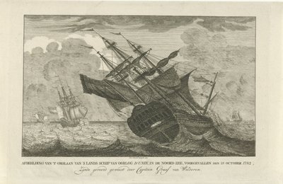 The Sinking of the Ship the Unie, 1782 by Hendrik R. van Rossen