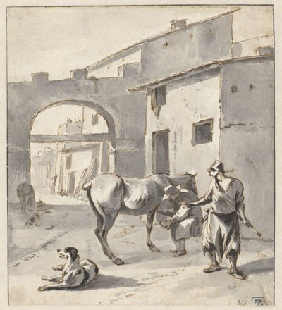 Blacksmith in an Italian City by Hendrik Verschuring