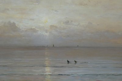 Sunset with Shrimp Fishermen by Hendrik Willem Mesdag