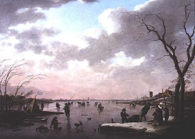 Winter Scene, Figures on the Ice by Hendrik Willem Schweickhardt