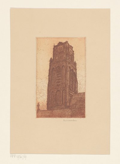 Study of a Church Tower by Hendrik de Boer (signed by artist)