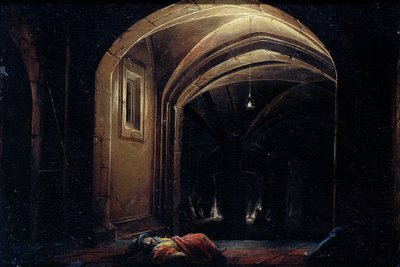 Men Sleeping in a Room with Lighted Arches by Hendrik van Steenwijck (I) (possibly)