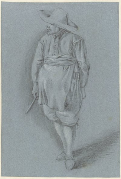Man in 17th Century Attire with Hat, Apron, and Knife by Hendrik van Velthoven (attributed to)