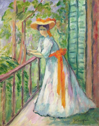 Woman on a Balcony, or Jeanne with an Orange Ribbon by Henri Charles Manguin