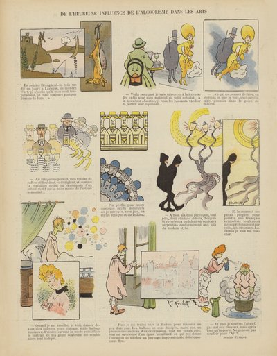 The happy influence of alcoholism on the arts (Illustration for Le Rire) by Henri Avelot