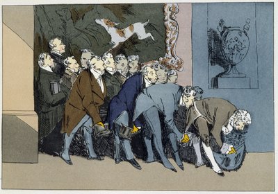 Mr. M. Director, Chief, Employees, Supernumeraries, etc., going to compliment a new Excellence - in "Administrative morals" by Henri Monnier by Henri Bonaventure Monnier