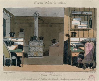 Scene in a Parisian office during the lunch break, c.1830 by Henri Bonaventure Monnier