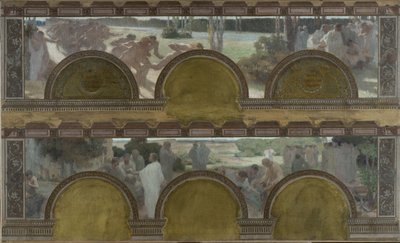 Sketch for the north entrance salon of the Hôtel de Ville de Paris: Physical Exercises, Intellectual Exercises by Henri Bonis