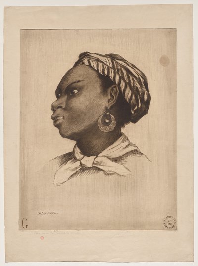 An African Woman, after Eva Gonzalès by Henri Charles Guérard