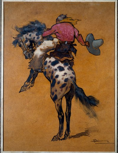 Rodeo: Cowboy on a Horse Bronco by Henri Deluermoz