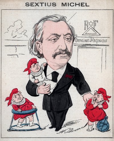 Sextius Michel (1827 - 1906) politician and Provencal writer of the language of oc - caricature by Henri Demare in 