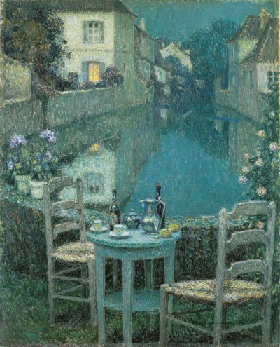 Small Table in Evening Dusk by Henri Eugene Augustin Le Sidaner