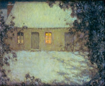 Thatched Cottage under the Snow by Henri Eugene Augustin Le Sidaner