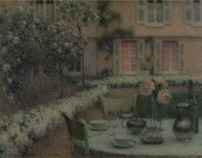 The Table in the White Garden at Gerberoy, c.1900 by Henri Eugene Augustin Le Sidaner