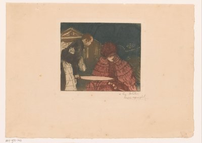 Woman on a Terrace with Waiter by Henri Evenepoel (signed by artist)